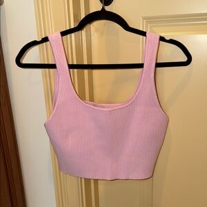 House of Harlow 1960 Light Pink Ribbed Crop Top